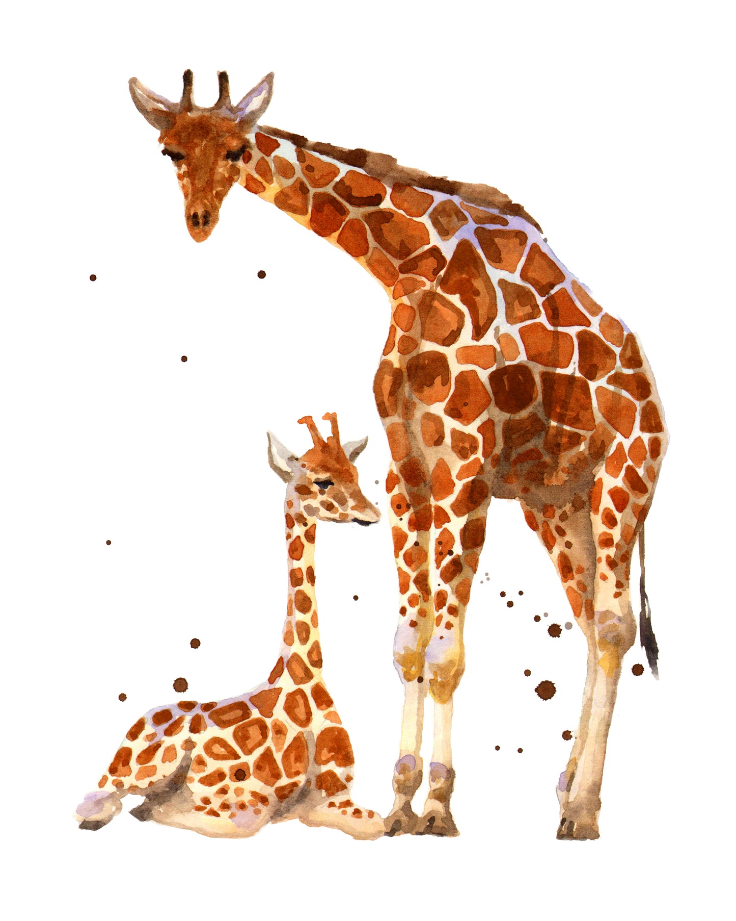 Giraffe Gentleness - giclee watercolour giraffe print - UK made - many sizes