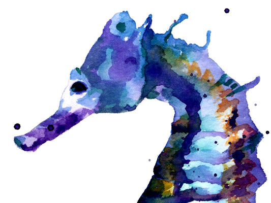 Seahorse Serenity - giclee watercolour seahorse print - UK made