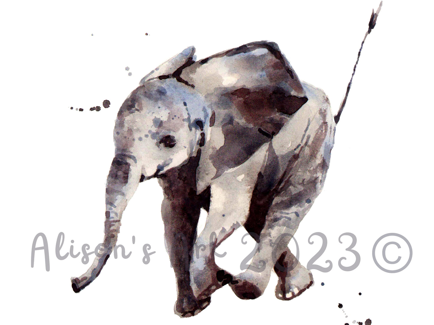 Hubert Hurry - giclee watercolour elephant print - UK made