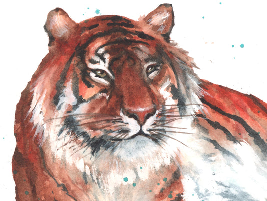 Toughlove Tigress - giclee watercolour tiger print - UK made