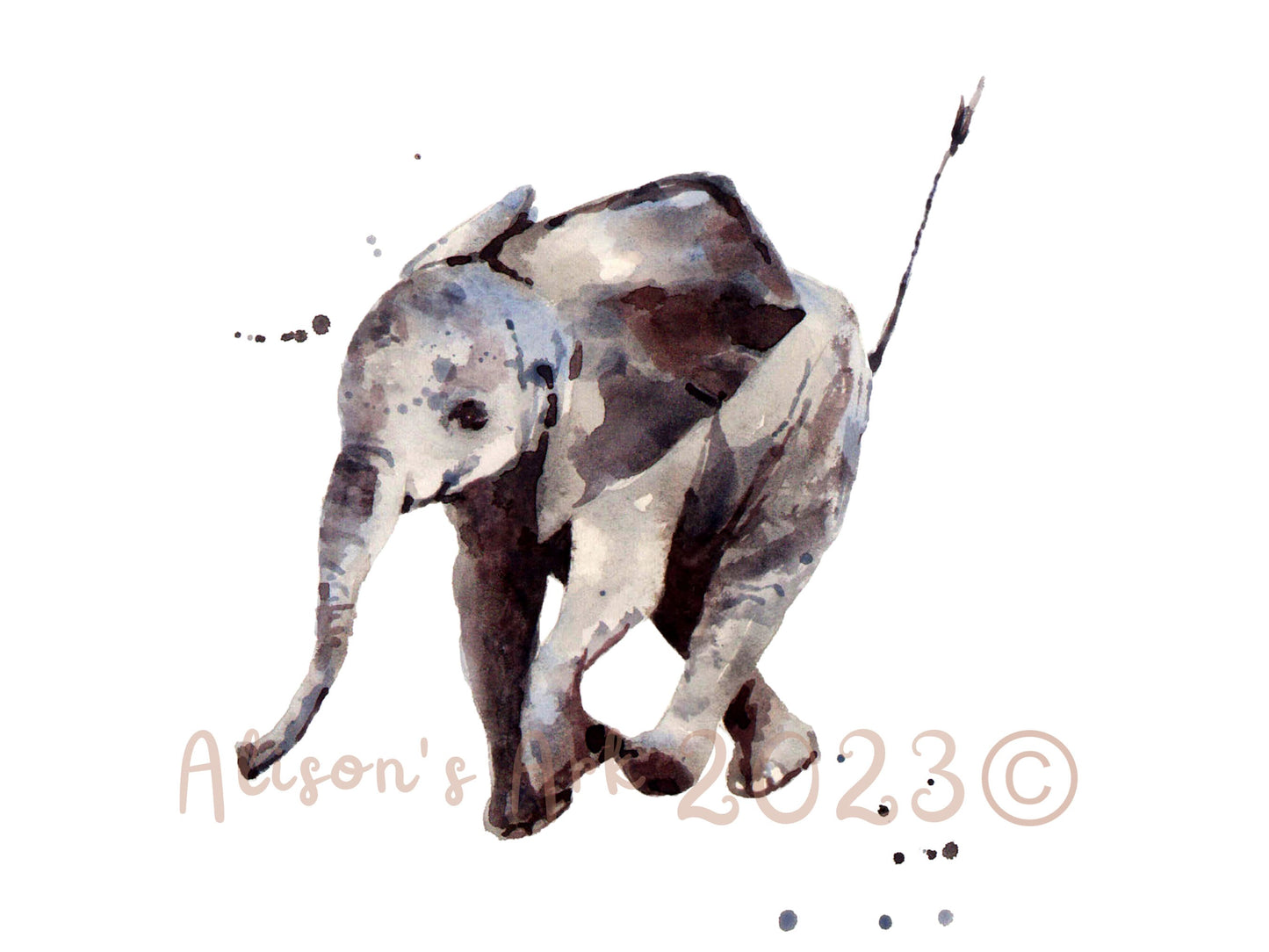 Hubert Hurry - giclee watercolour elephant print - UK made